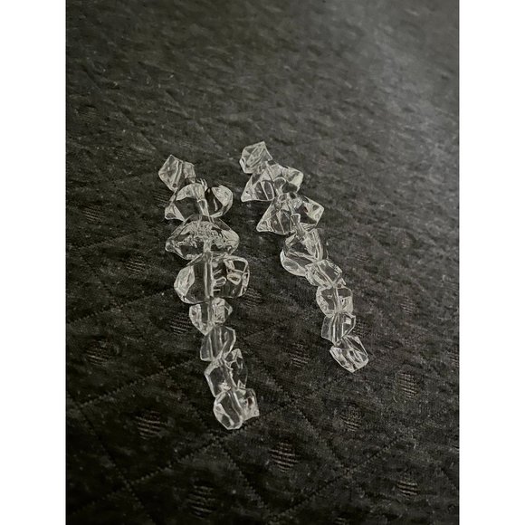 Chunky Clear Acrylic earrings long clear white ice cube acrylic white earring - Picture 1 of 4